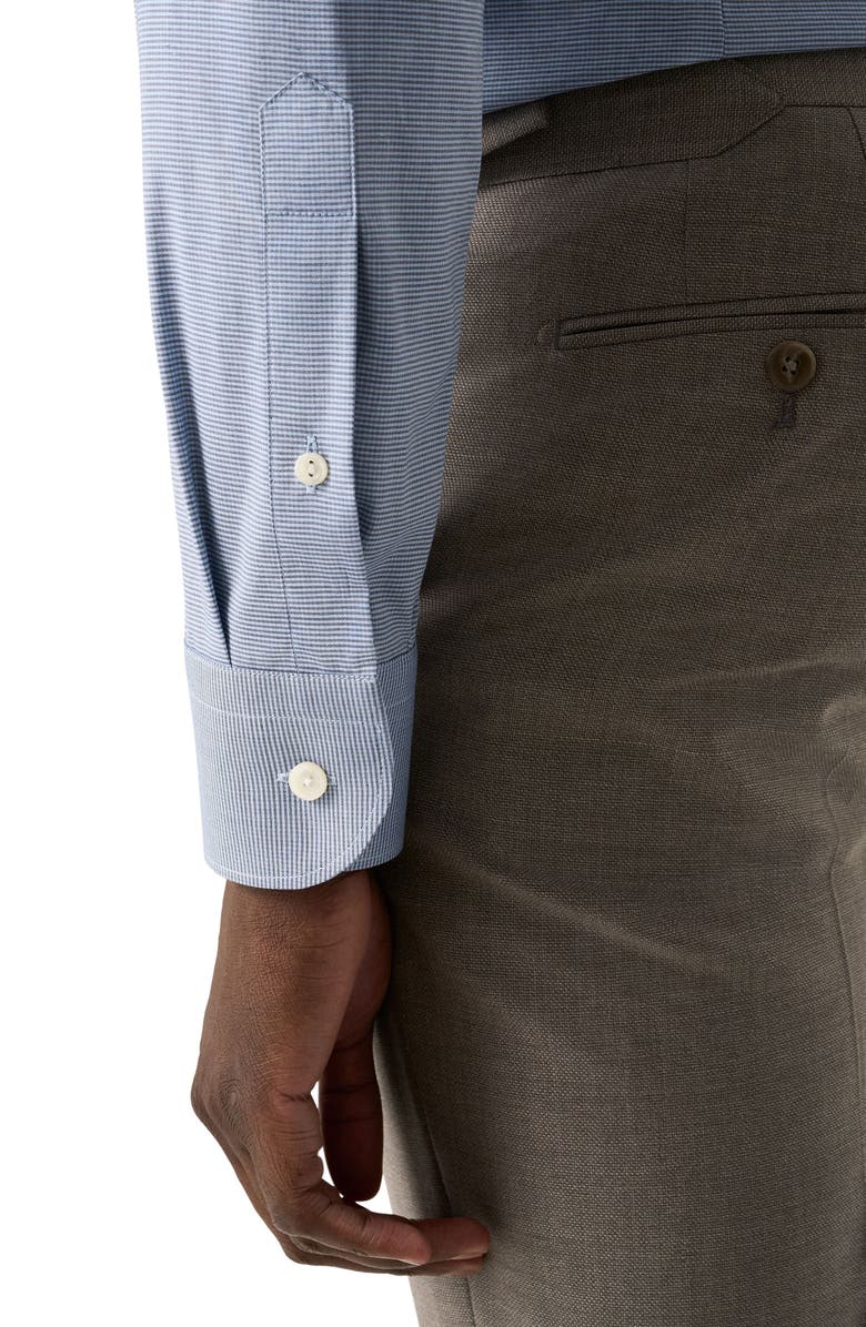 Eton Contemporary Fit Microcheck Shirt, Alternate, color, Dark Blue