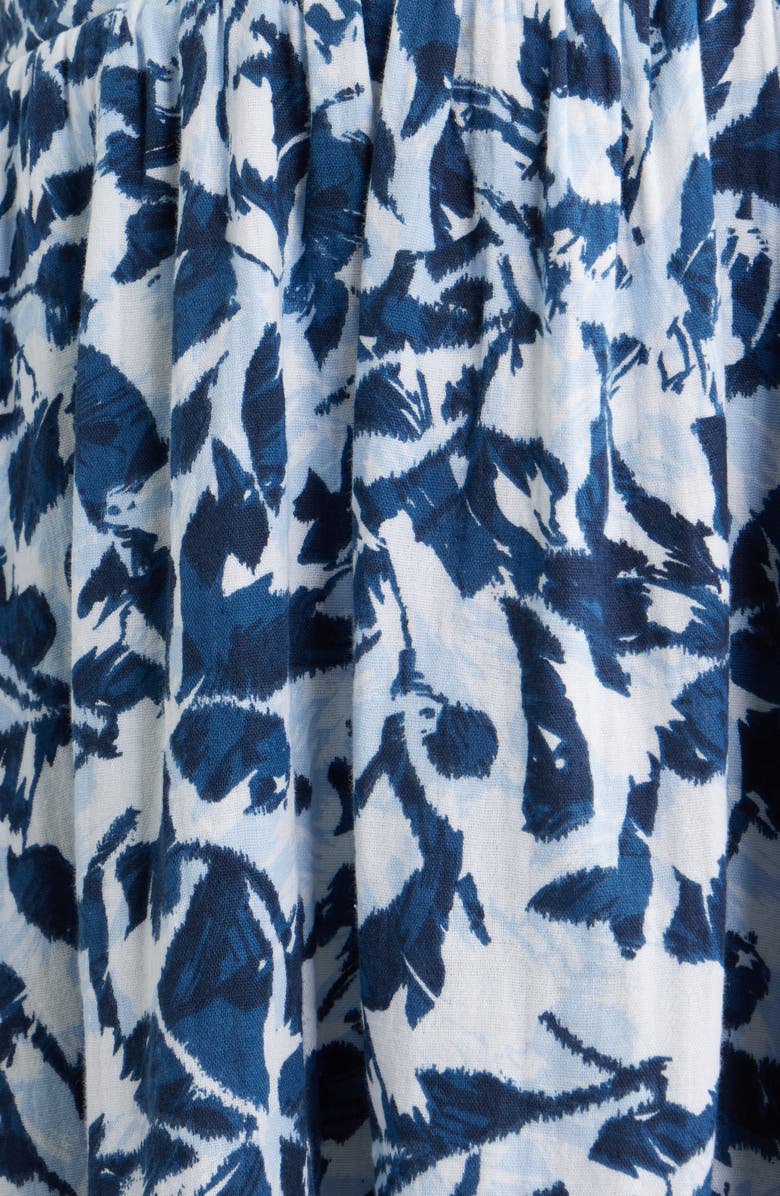 Caslon<sup>®</sup> Twist Detail Gauze Midi Dress, Alternate, color, Navy- White Brushed Blooms