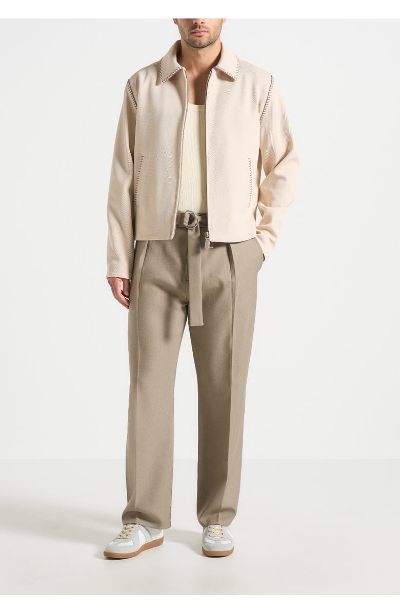 Manière De Voir Alex Whipstitch Twill Boxy Jacket, Main, color, Cream