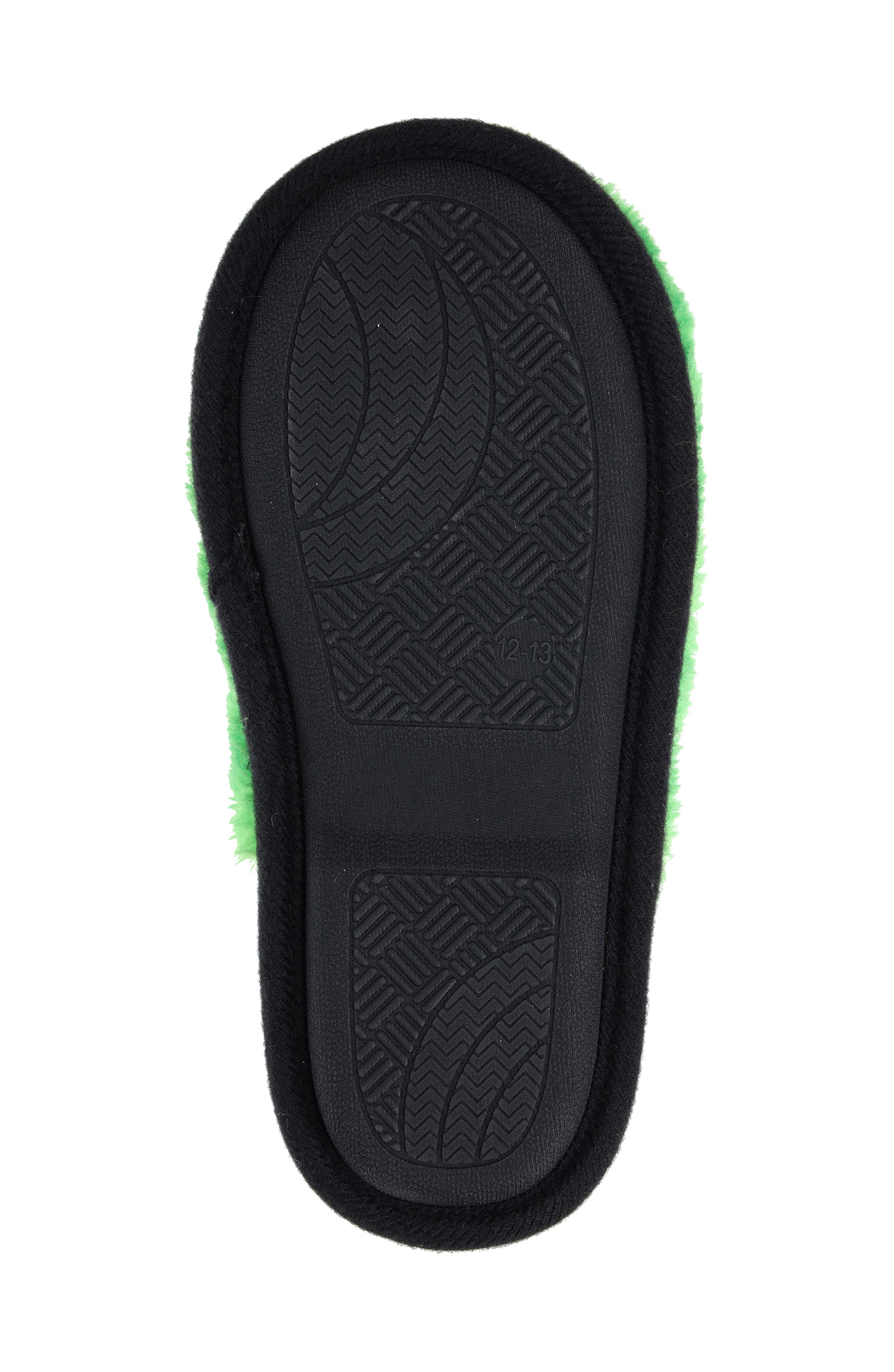 SG Footwear Kids' Minecraft Creeper Scuff Faux Fur Slipper, Alternate, color, Green