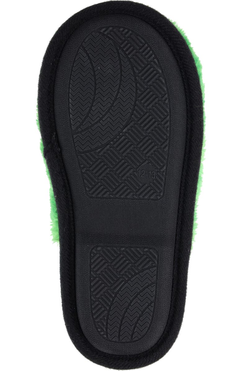 SG Footwear Kids' Minecraft Creeper Scuff Faux Fur Slipper, Alternate, color, Green