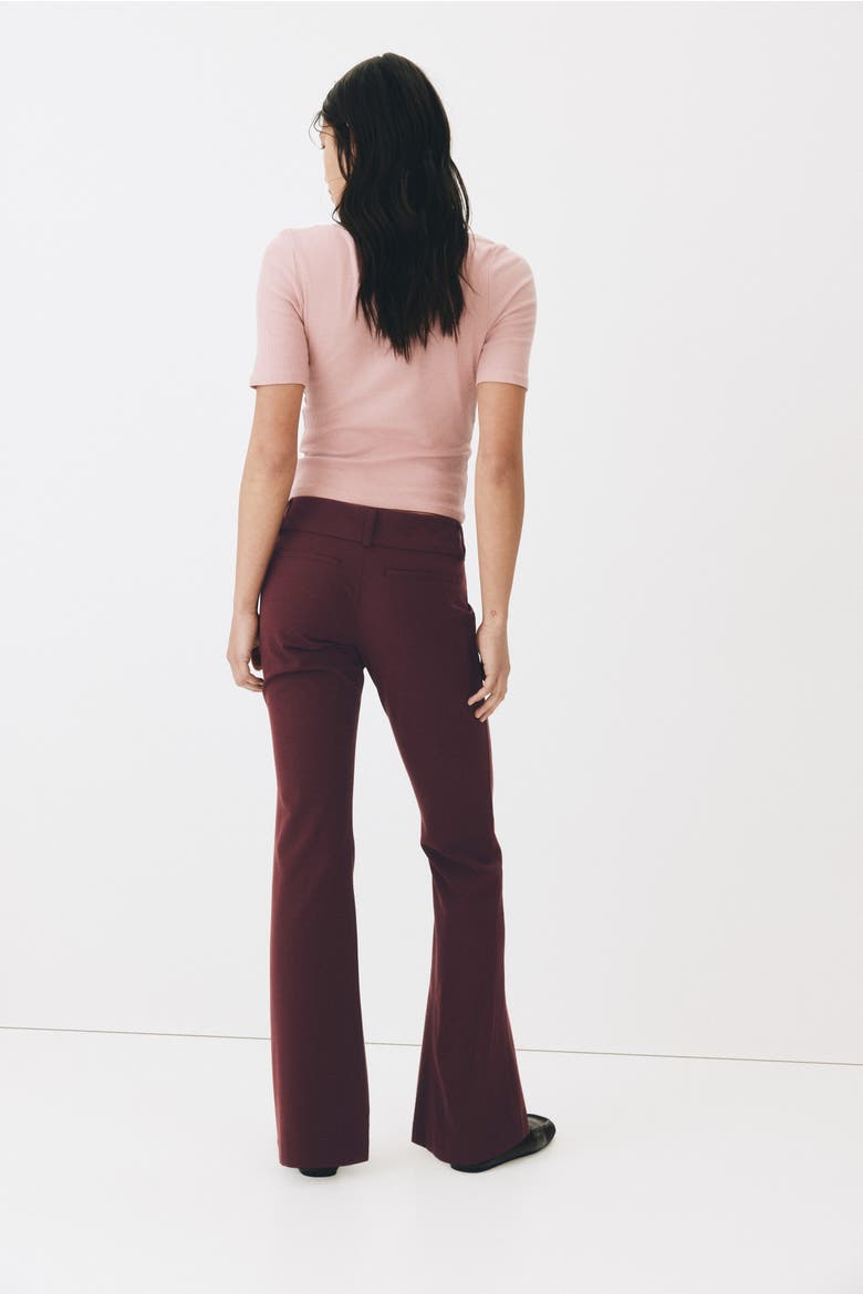 Flared Tailored Trousers, Alternate, color, Burgundy