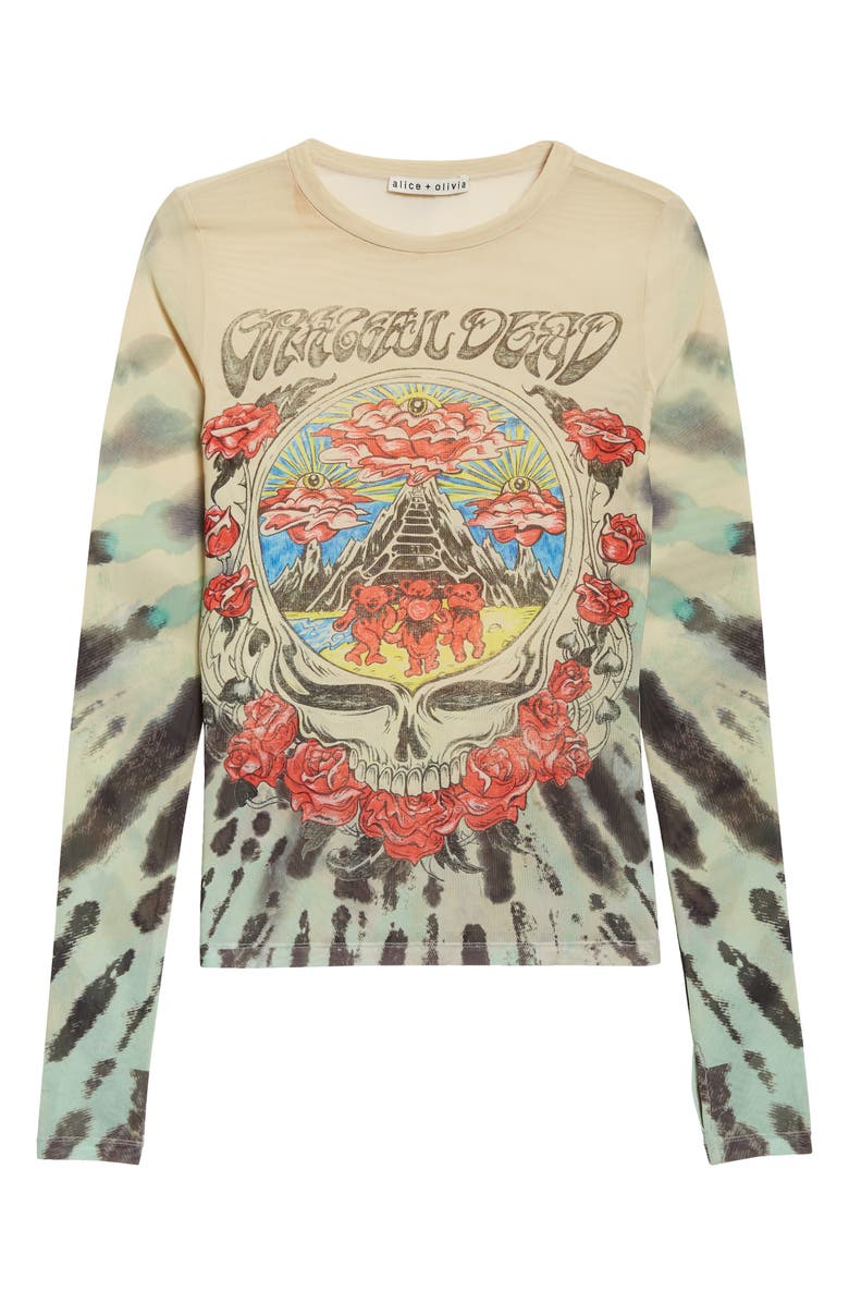 Alice + Olivia x Grateful Dead Delaina Tie Dye Mesh Top, Main, color, Amplify Tie Dye