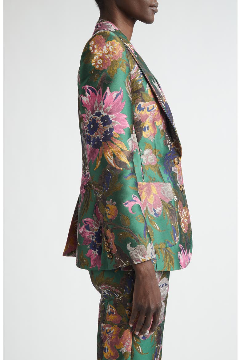 Floral Jacquard Blazer, Alternate, color, MULTICOL ON GREEN BASE