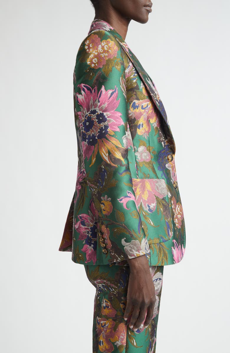 Etro Floral Jacquard Blazer, Alternate, color, Multicol On Green Base