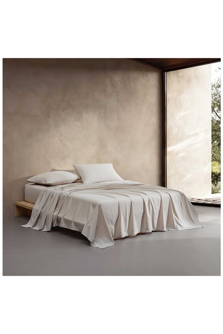Broken Grid 200 Thread Count Cotton Percale Sheet Set, Alternate, color, MEDIUM BEIGE