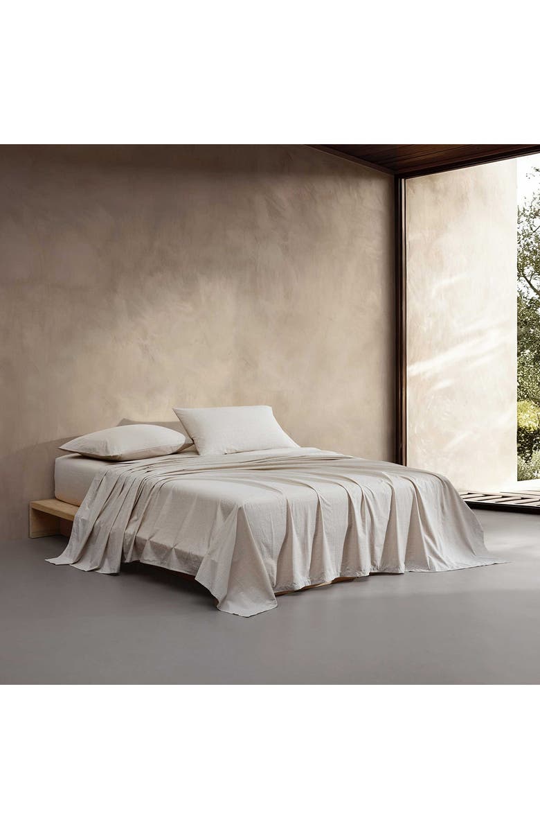 Calvin Klein Broken Grid 200 Thread Count Cotton Percale Sheet Set, Alternate, color, Medium Beige