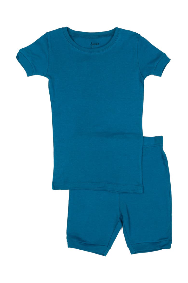 Kids Short Sleeve Cotton Solid Matching Family Pajamas, Main, color, TEAL BLUE