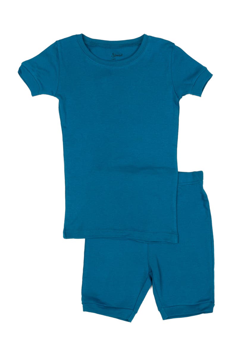 Leveret Kids Short Sleeve Cotton Solid Matching Family Pajamas, Main, color, Teal