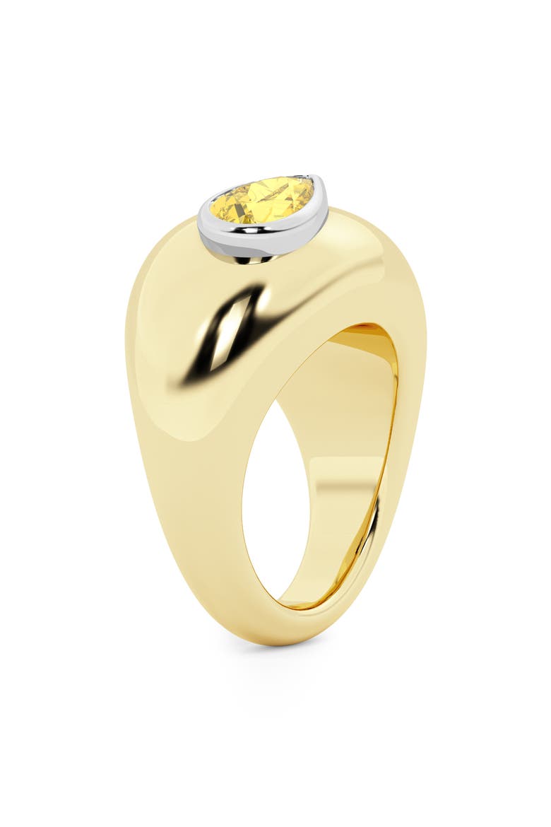 Yellow Lab Grow Diamond Dome Ring, Alternate, color, 18K YELLOW/BLACKENED GOLD