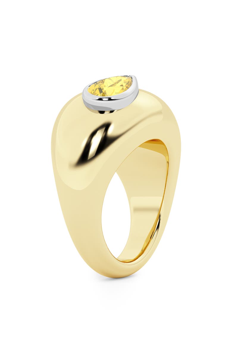 HauteCarat Yellow Lab Grow Diamond Dome Ring, Alternate, color, 18K Yellow/ Blackened Gold