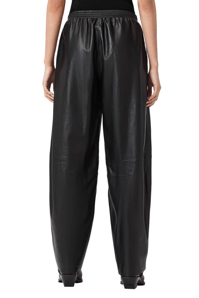 Etta Barrel Leg Leather Pants, Alternate, color, BLACK