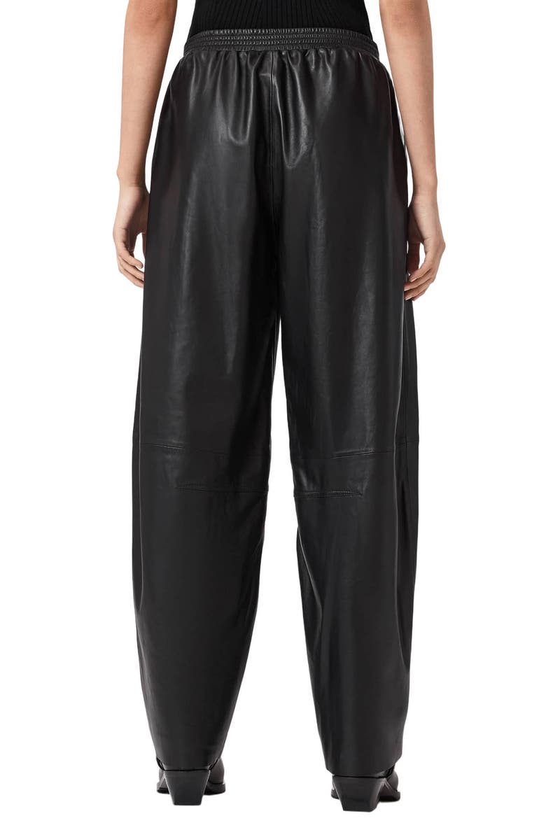 AllSaints Etta Barrel Leg Leather Pants, Alternate, color, Black