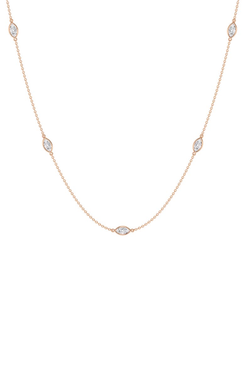 Marquise Cut Lab Grown Diamond Station Necklace, Alternate, color, 14K ROSE GOLD