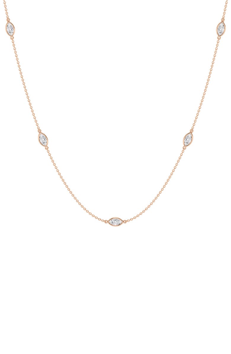 Everyday By HauteCarat Marquise Cut Lab Grown Diamond Station Necklace, Alternate, color, 14K Rose Gold