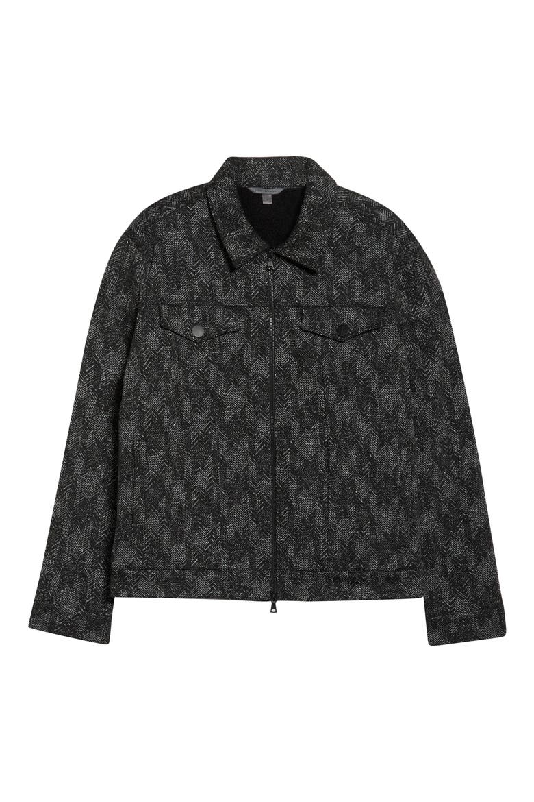 Hallet Jacquard Trucker Jacket, Alternate, color, BLACK