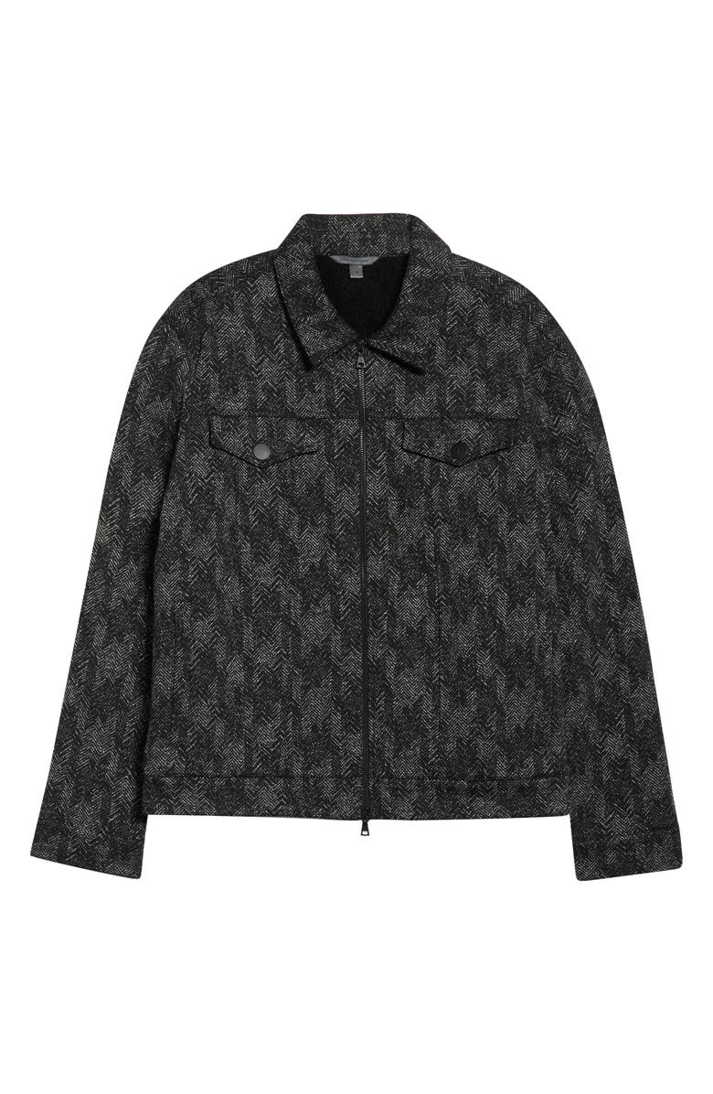 John Varvatos Hallet Jacquard Trucker Jacket, Alternate, color, Black