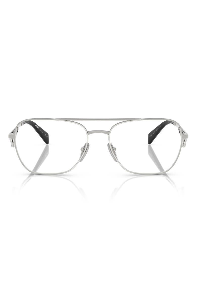 Prada 59mm Pilot Optical Glasses, Main, color, Silver