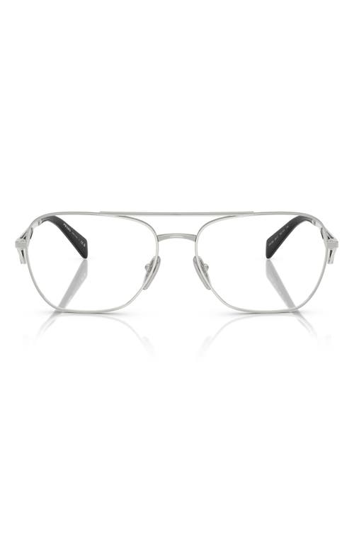 Prada 59mm Pilot Optical Glasses In Silver
