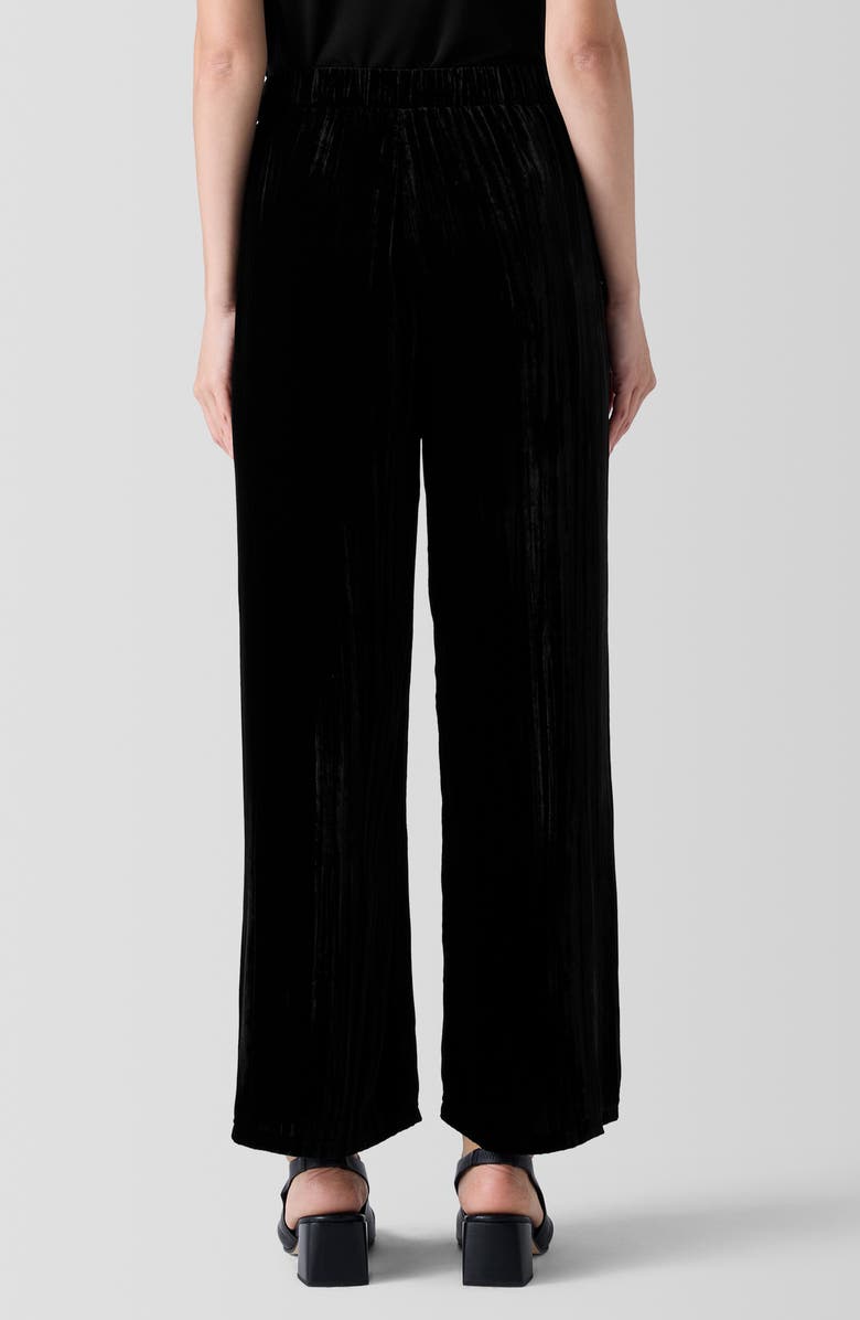 Eileen Fisher Crushed Velvet Ankle Wide Leg Pants, Alternate, color, Black