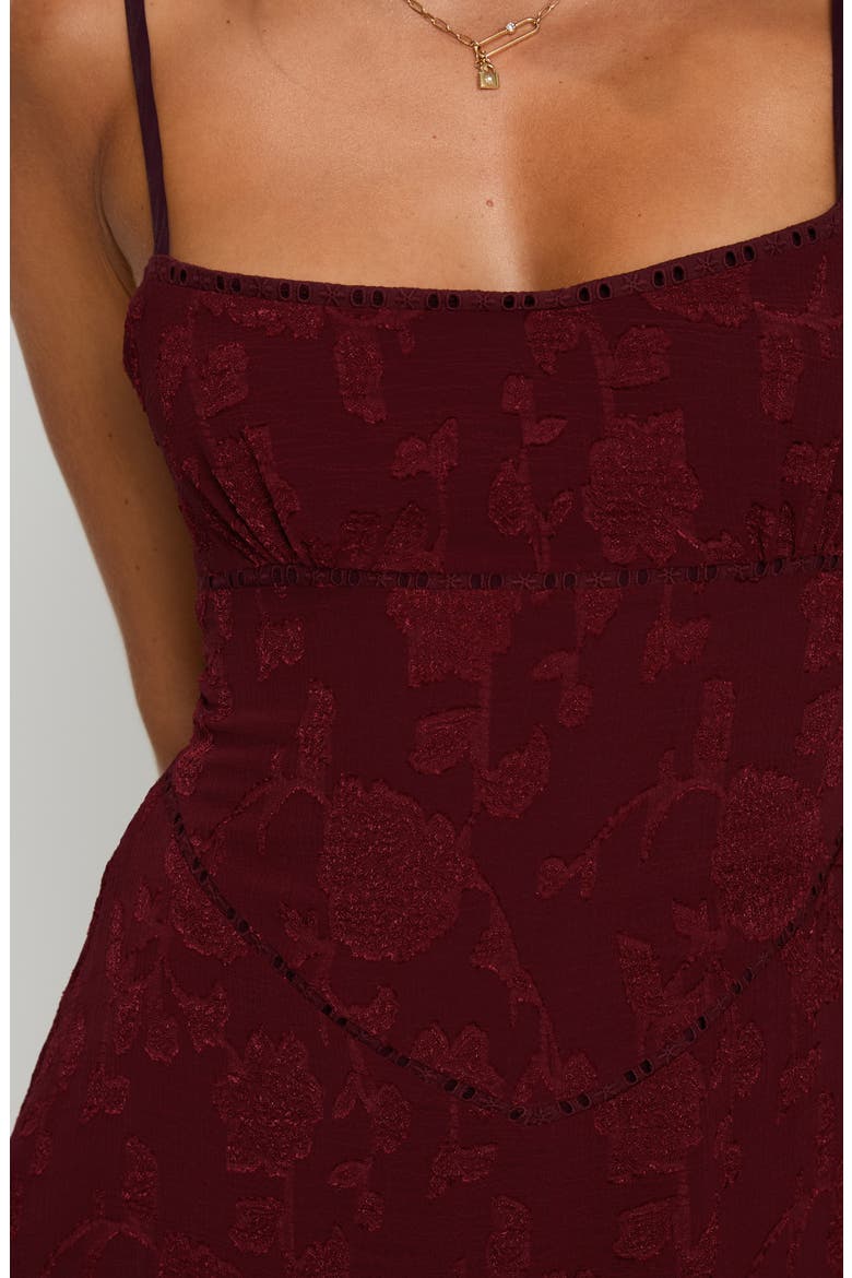 South of France Floral Burnout Minidress, Alternate, color, BURGUNDY
