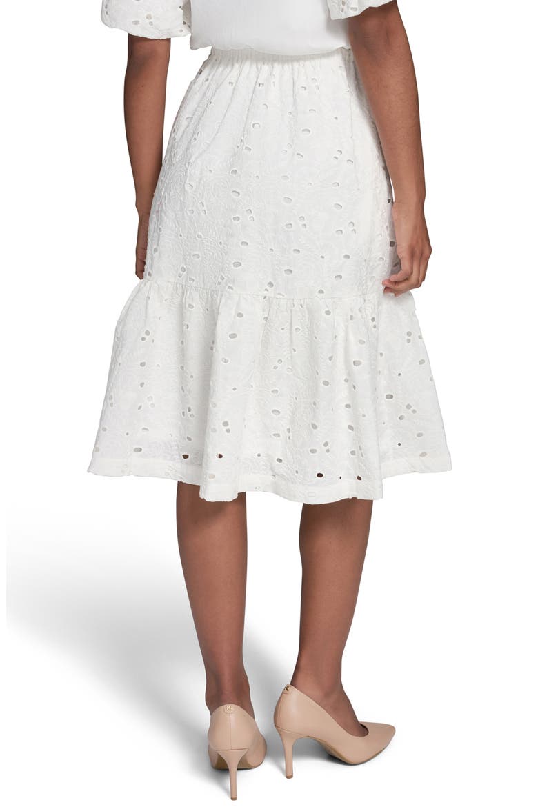Mixed Media Eyelet Lace Midi Dress, Alternate, color, SOFT WHITE