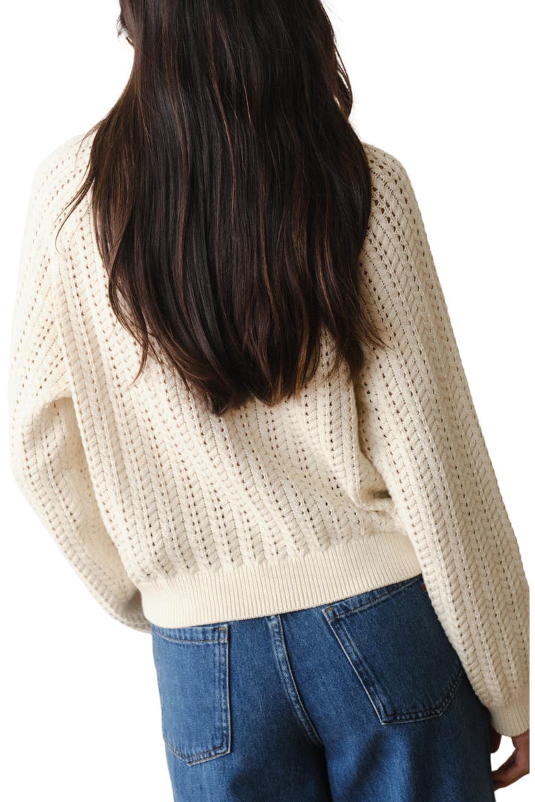 Mina Pointelle Cotton Sweater, Alternate, color, CREAM