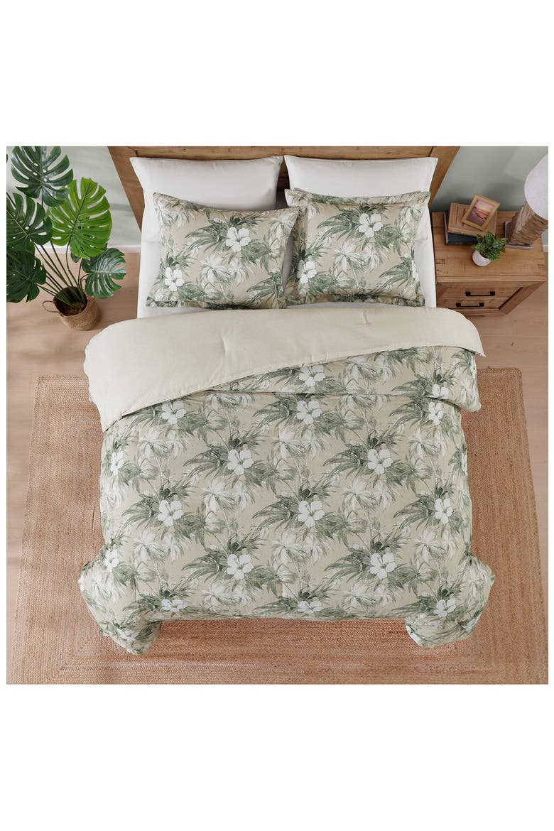 Beachway Blooms Comforter & Pillow Sham Set, Alternate, color, LIGHT BEIGE/ GREEN