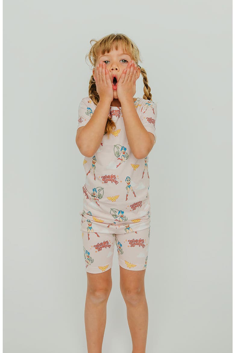 Wonder Woman Fitted Two-Piece Short Pajamas, Alternate, color, WONDER WOMAN