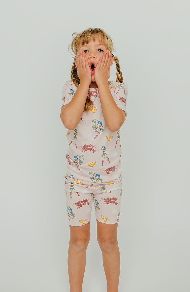 Copper Pearl Wonder Woman Fitted Two-Piece Short Pajamas, Alternate, color, Wonder Woman