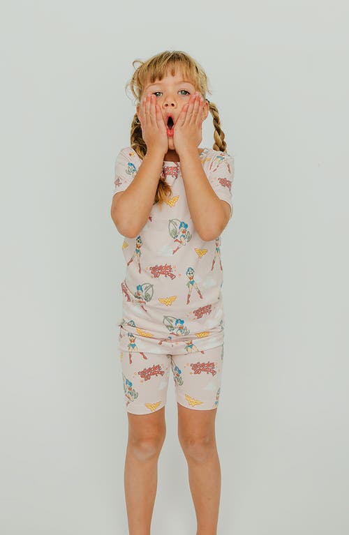 COPPER PEARL COPPER PEARL WONDER WOMAN FITTED TWO-PIECE SHORT PAJAMAS
