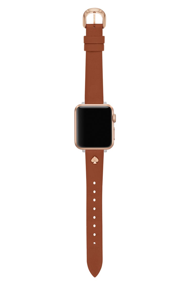 leather 20mm Apple Watch® watchband, Alternate, color, TANZ/DNU