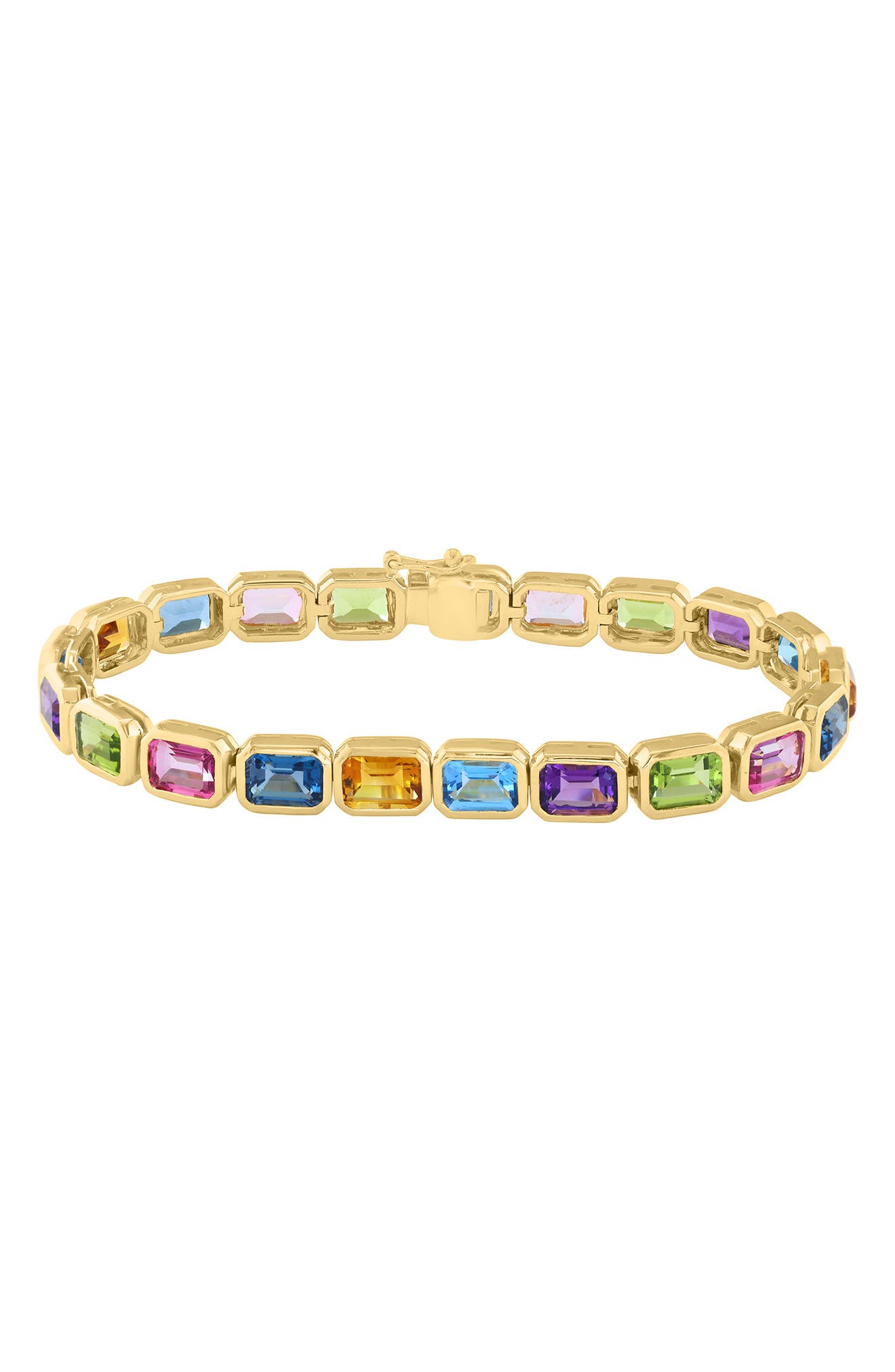 Multicolor Stone Gold Plated Silver Bracelet
