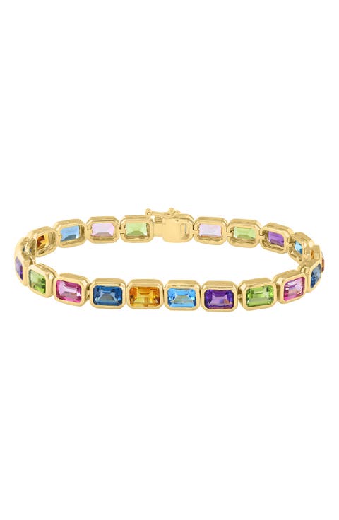 Multicolor Stone Gold Plated Silver Bracelet