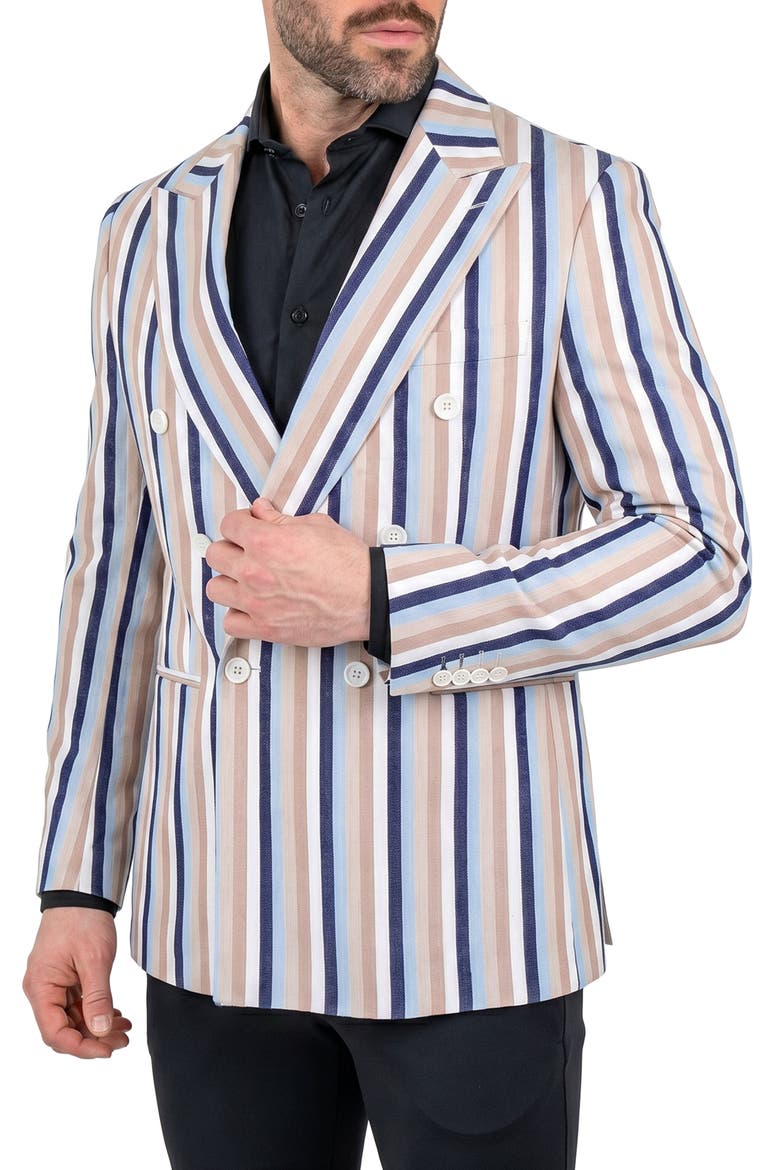 Socrate Striped Double Breasted Sport Coat, Alternate, color, MULTI
