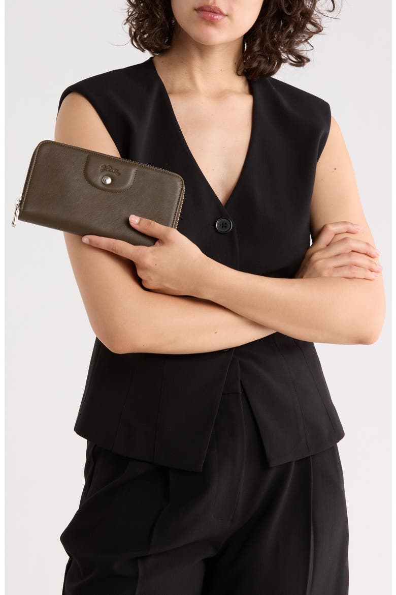 Le Pilage Cuir Zip Wallet, Alternate, color, KHAKI