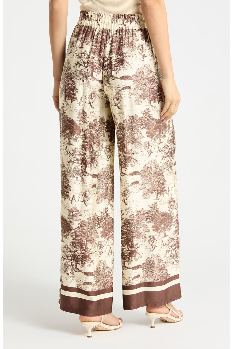 Safari Print Wide Leg Pull-On Pants, Alternate, color, CHOCOLATE/ IVORY GROUND