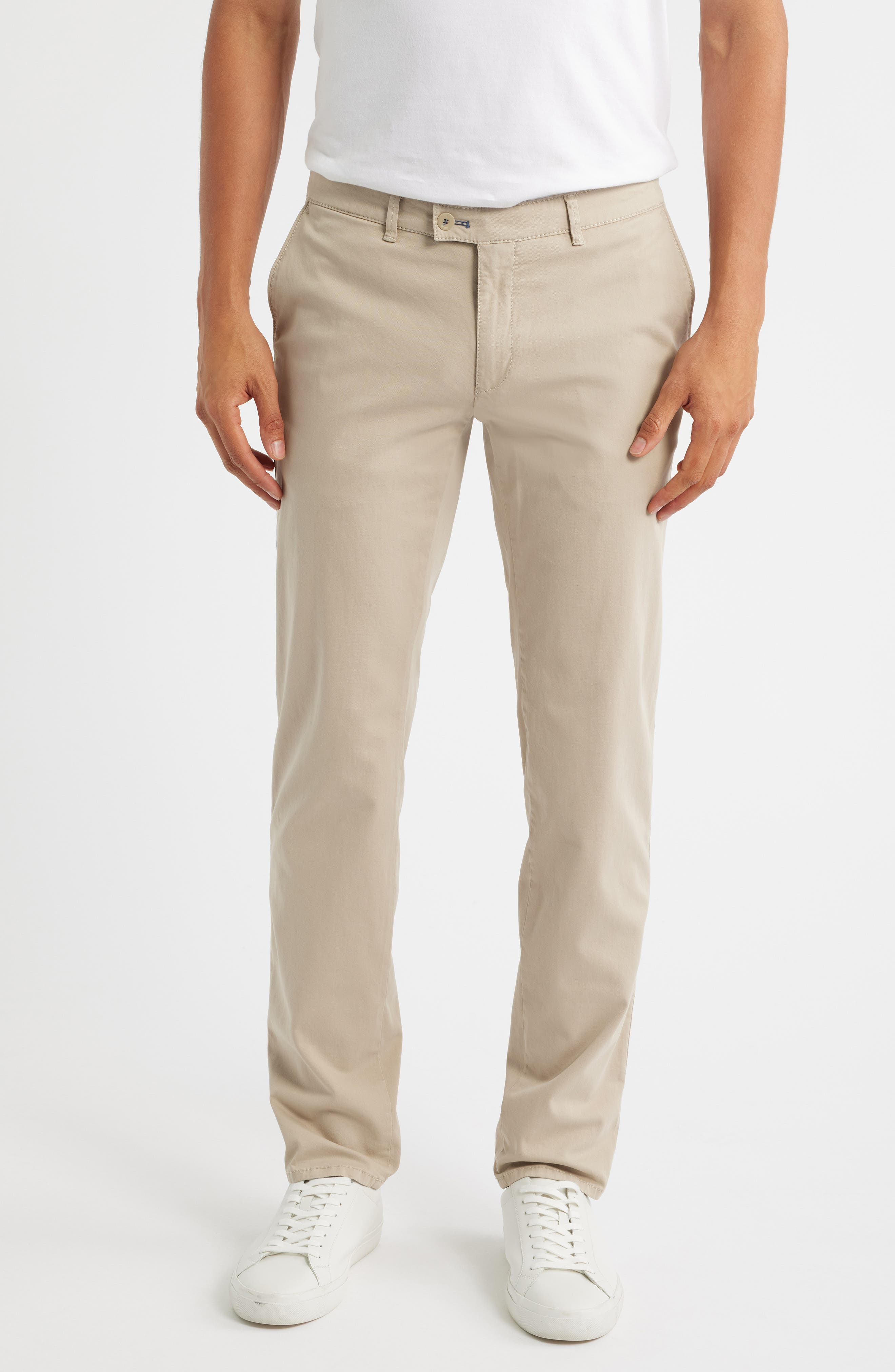 Brax Fabio IDX Flat Front Modern Fit Cotton Blend Chinos in Ivory 