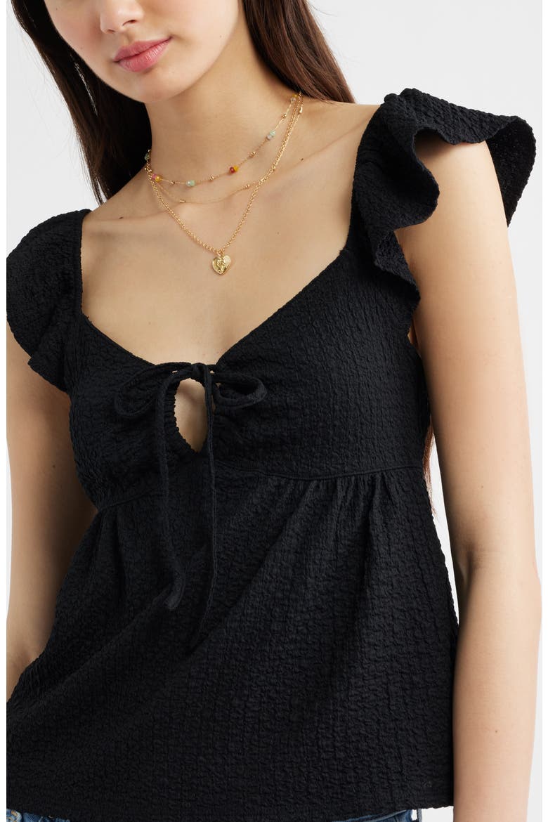 Flutter Sleeve Top, Alternate, color, BLACK