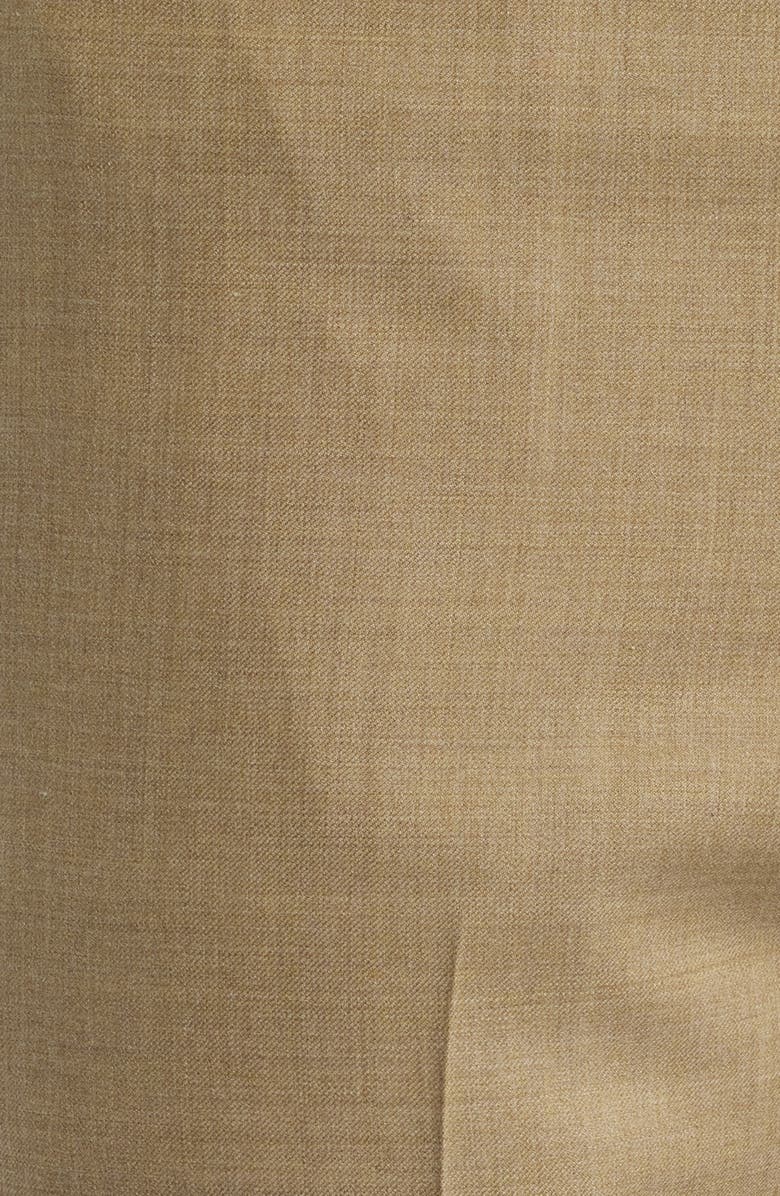 Berle Flat Front Tan Super 120s Wool Dress Pants, Alternate, color, Dark Tan