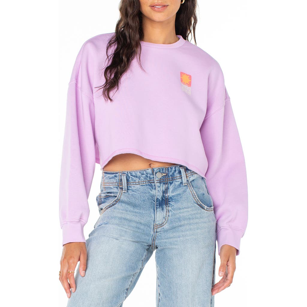 Roxy Morning Hike Graphic Crop Sweatshirt In Orchid Bouquet Solid