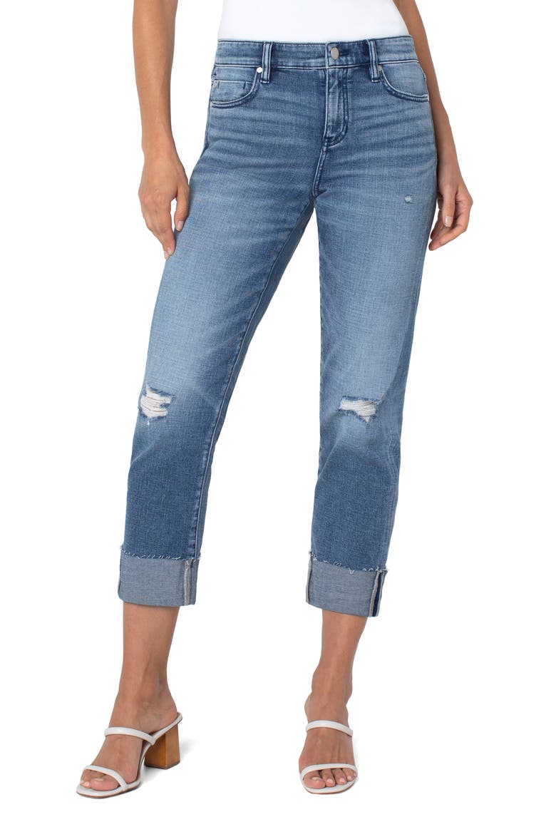 Marley Raw Cut Cuffed Ankle Straight Leg Jeans, Main, color, BLOOMINGTON