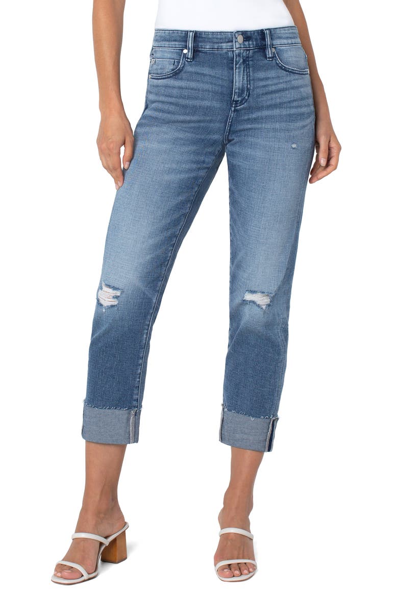 Liverpool Los Angeles Marley Raw Cut Cuffed Ankle Straight Leg Jeans, Main, color, 