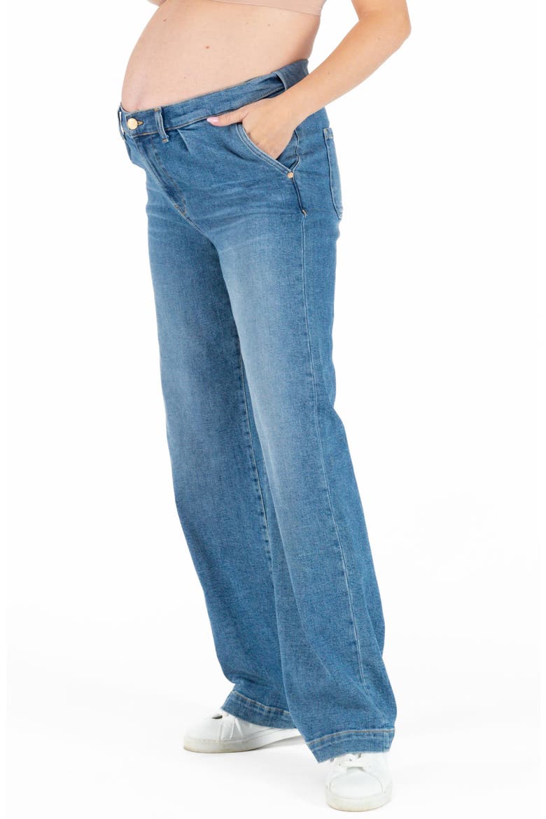 Kelly Wide Leg Maternity Jeans, Main, color, MID BLUE