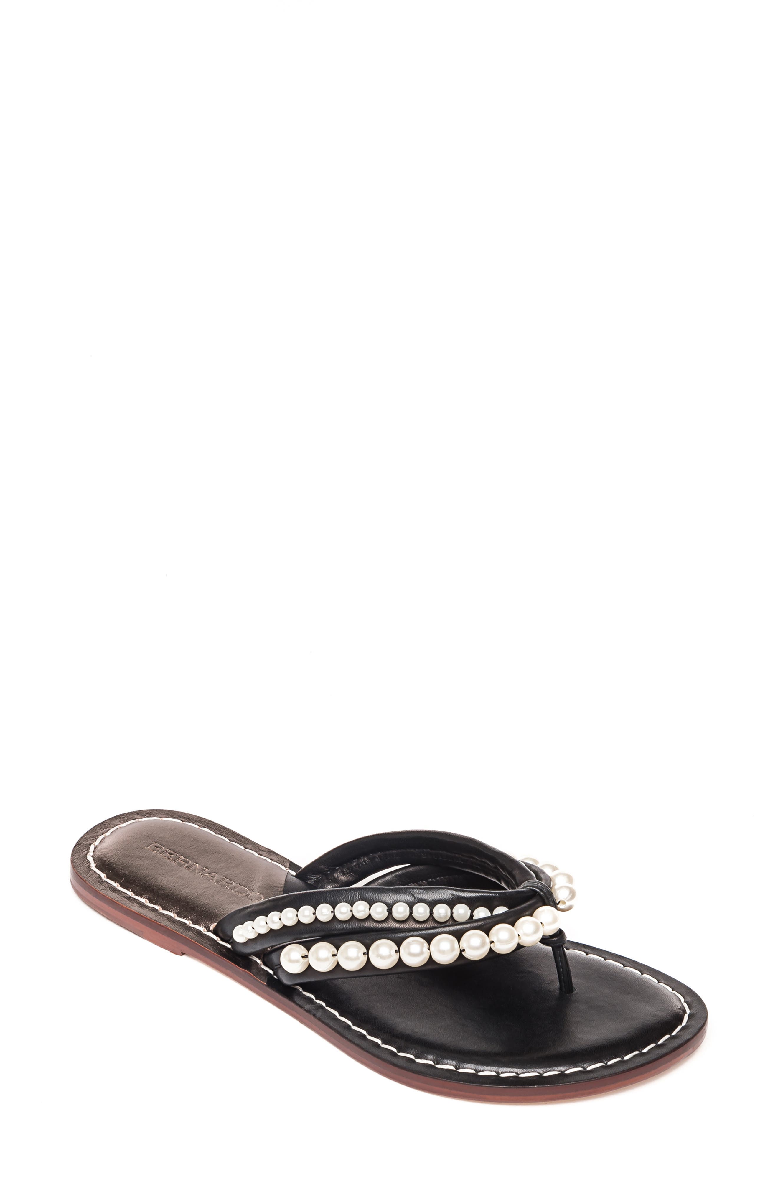 Bernardo Footwear Miami Imitation Pearl Flip Flop, Main, color, 