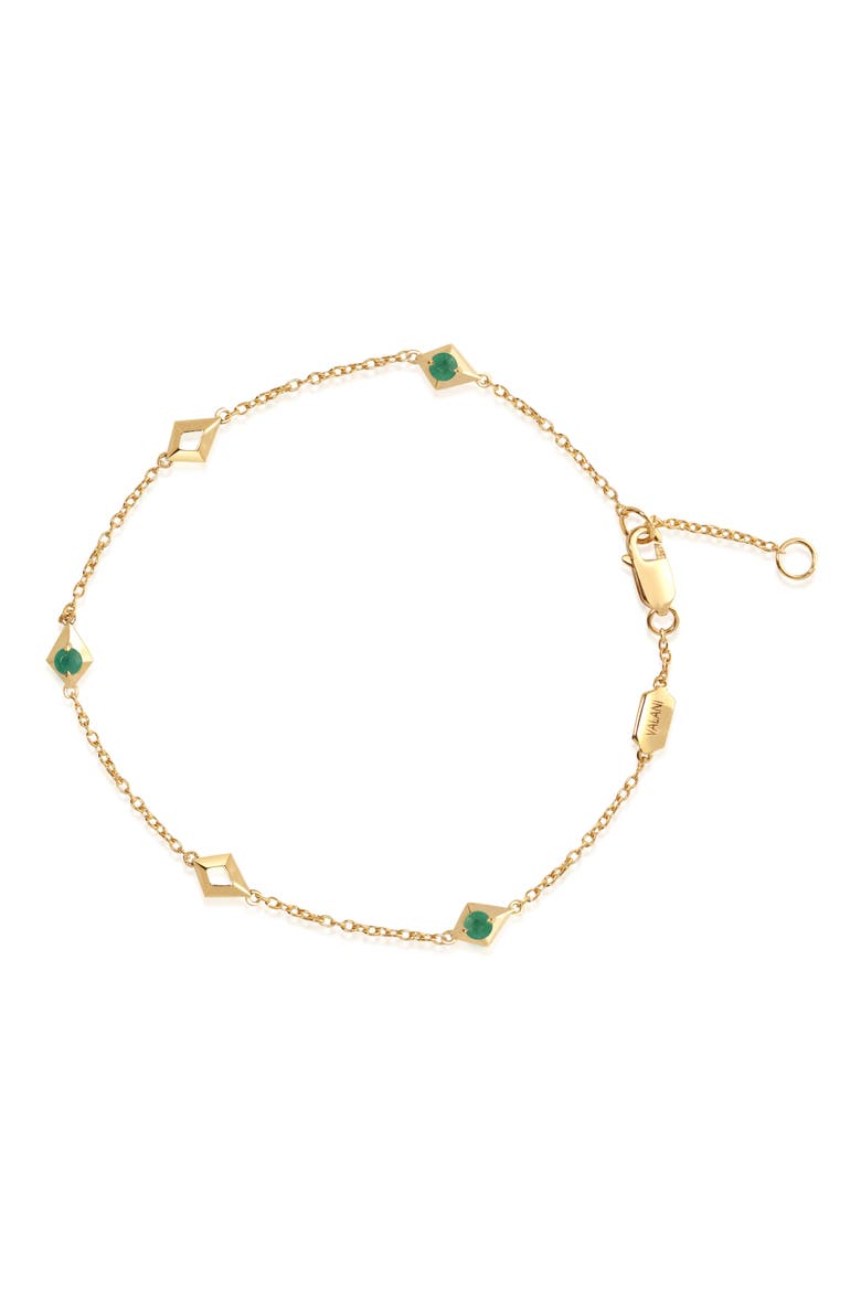 Elegance Emerald Geometric Station Bracelet, Main, color, EMERALD/ 14K YELLOW GOLD