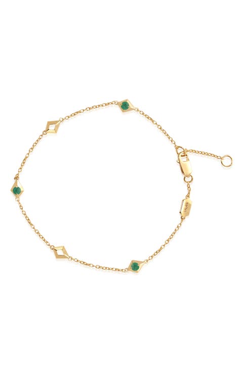 Elegance Emerald Geometric Station Bracelet