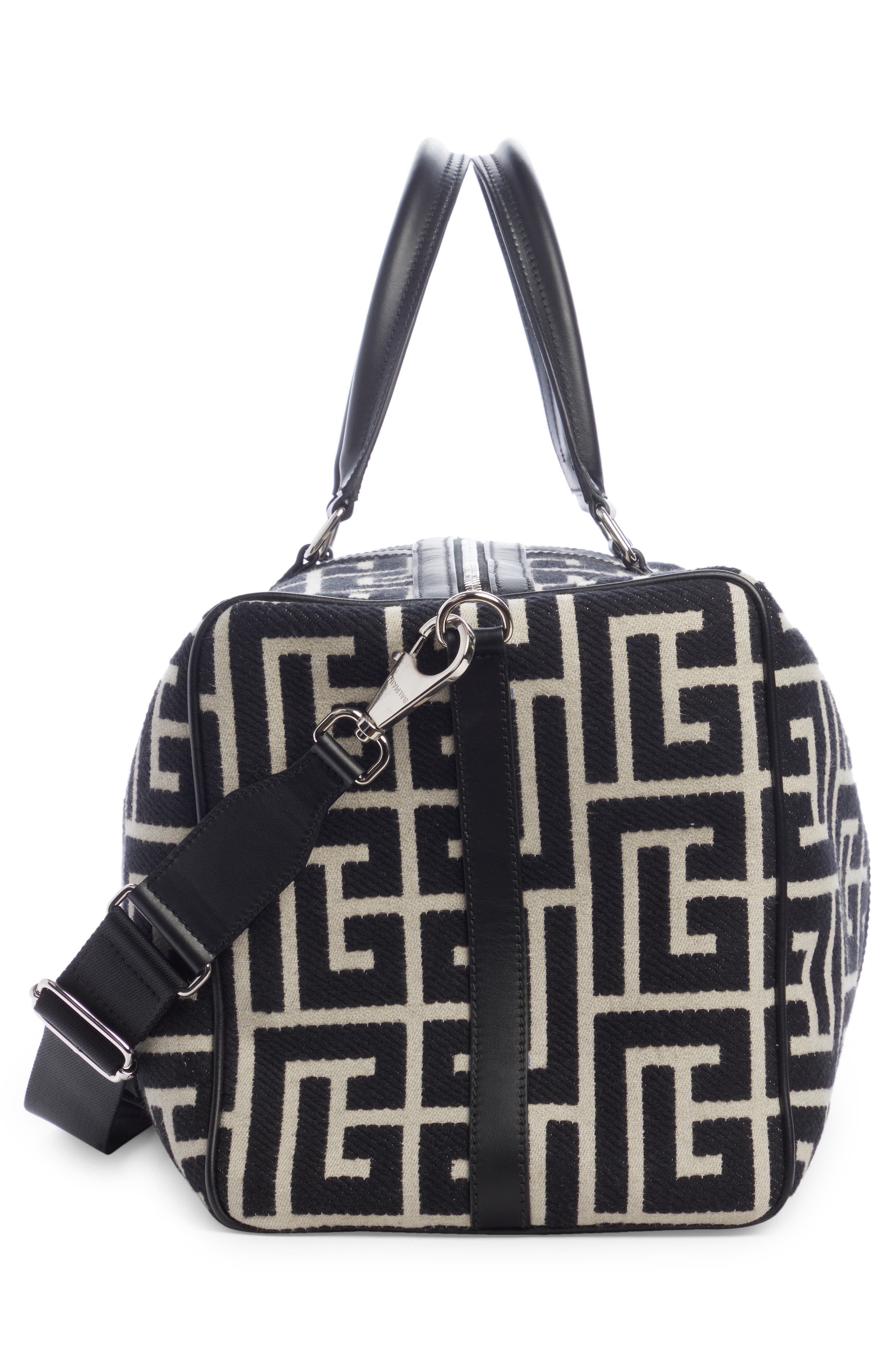 Balmain Voyage Monogram Jacquard Duffle Bag, Alternate, color, 