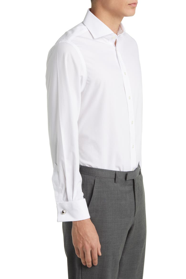 Non-Iron Poplin Cutaway Slim Fit Shirt Double Cuff, Alternate, color, WHITE