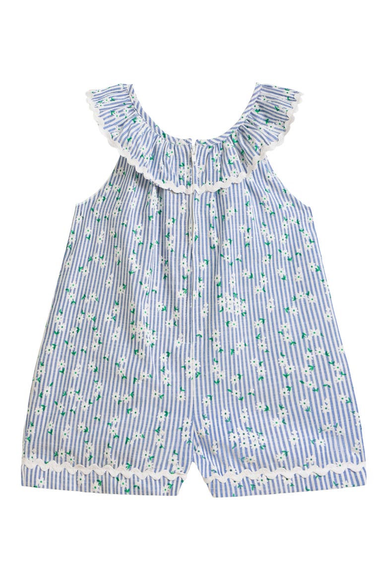 Kids' Lisa Daisy Stripe Romper, Alternate, color, BLUE/ WHITE